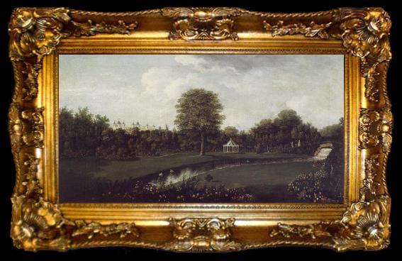 framed  William Tomkins The Elysian Fields at Audley End,Essex,from the Tea House Bridge, ta009-2